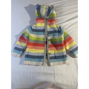 Baby Gap Rainbow Stripe Hooded Cardigan Bear Ears 18 24 Months
